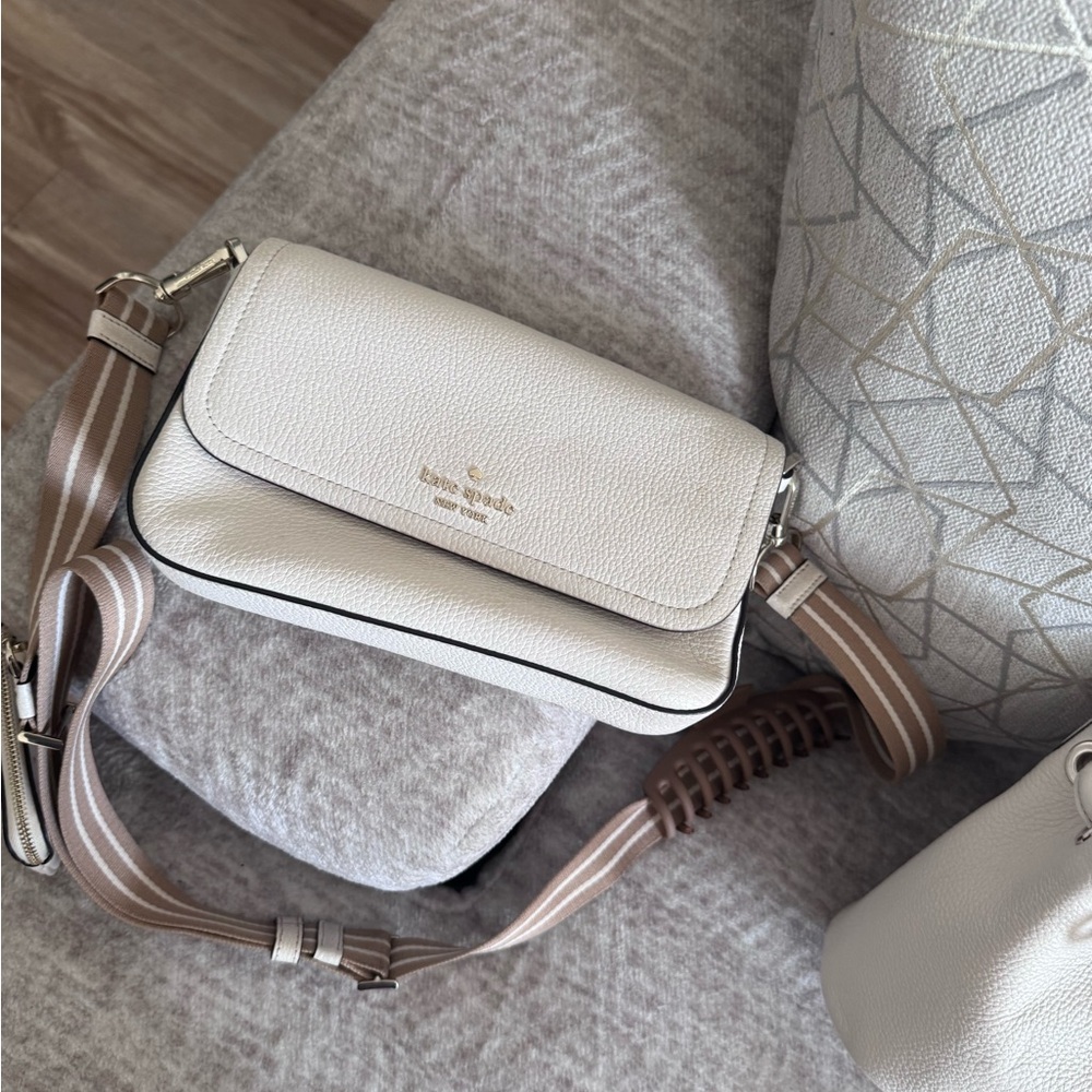 Kate Spade Cream Crossbody Bag with Tan Strap
